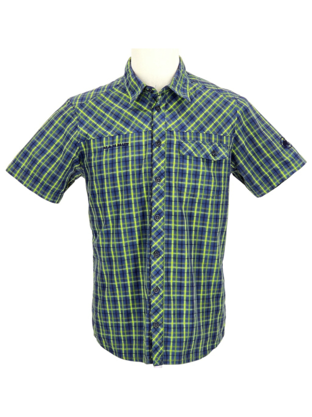 Gorpcore Mammut Plaid Hiking Shirt Mens M Blue Green UPF Trail Travel